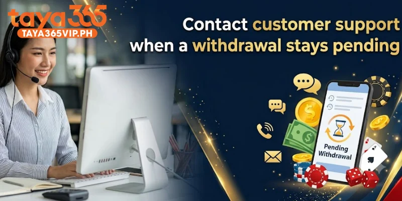 Contact Taya365 customer support when a withdrawal stays pending