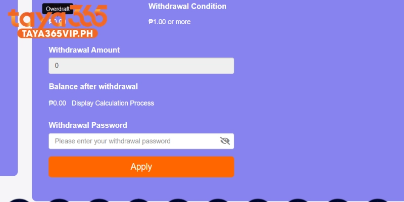 Every Taya365 withdrawal must fall within the limits