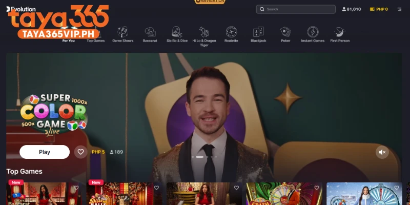 Evolution Gaming at Taya365 groups game shows, Asian tables and Salon Privé