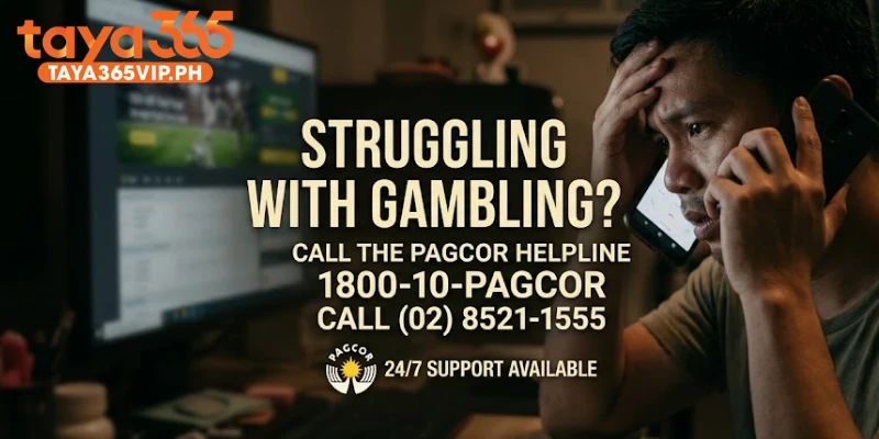 Filipino player calling the PAGCOR problem gambling helpline for support
