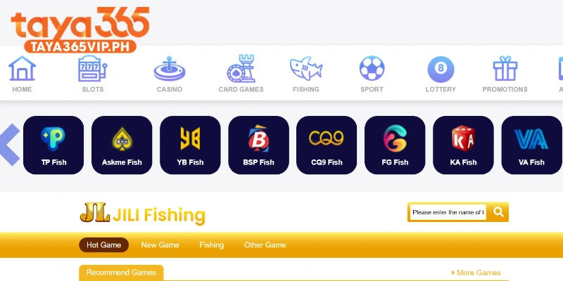 Fish shooting at Taya365 section with 15 provider