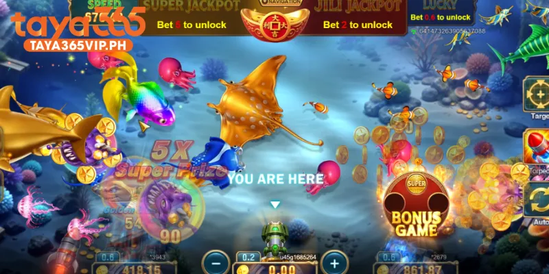 Jackpot fishing 2 at taya365 auto play panel with 3000 shots