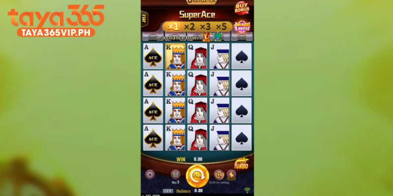 JILI at Taya365 Super Ace slot with golden card frames