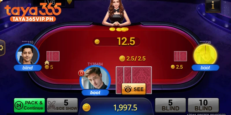 JILI TeenPatti at Taya365 table with four seated players