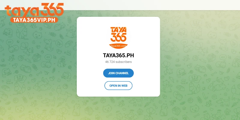 Official Taya365 Telegram and Facebook channels for member updates