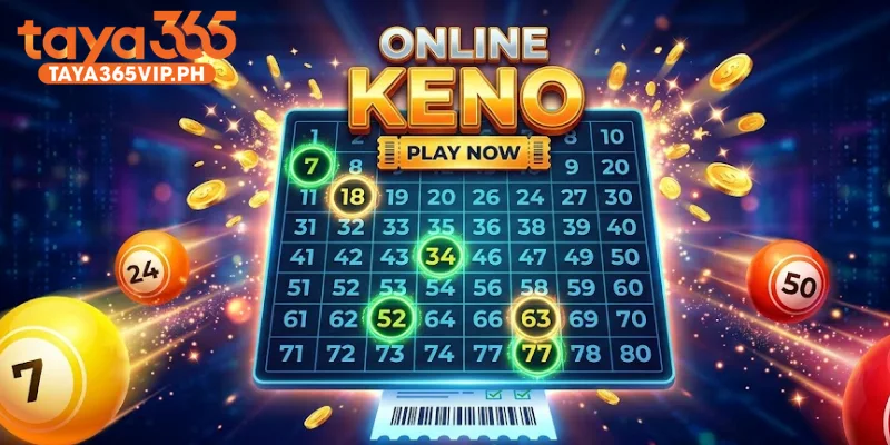 Keno ticket with selected spots on an 80 number board