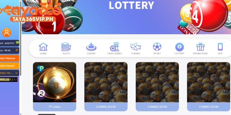 TP Lottery draw room inside the Taya365 lottery section