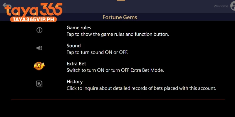 Turning on Extra Bet on Fortune Gems at Taya365