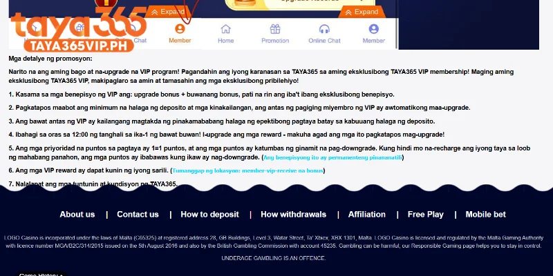 VIP bonuses must be follow Terms and condition of Taya365 